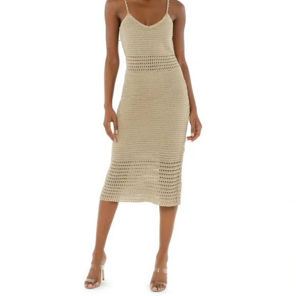 knee length dresses for ladies Embellished Crochet Dress Black / M